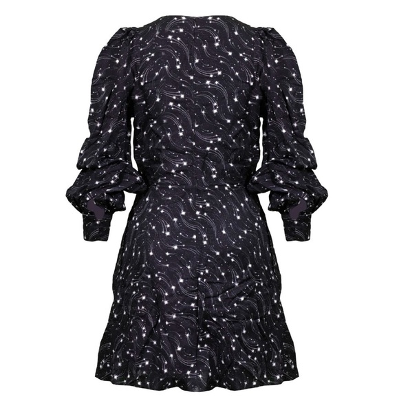 TED Baker Gemmi Long Puff Sleeve V Neck Ruffle Hem Pockets Shift Mini Dress NEW - Picture 11 of 14